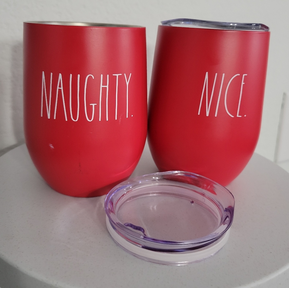 NAUGHTY NICE  Insulated Wine Glasses Pair of 2 Naughty and Nice